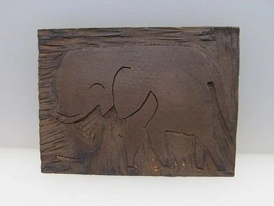 Elefant Nr.4  Originaler Abstrakter Expression Linolschnitt Druckplatte - Bild 1 von 3