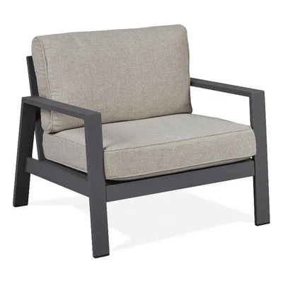 Real Flame Aegean Aluminum Outdoor Chair with Cushions in Slate Gray/Tan - Image 1 of 4