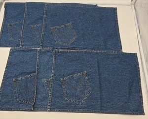 6 Ikea Upcycled Denim Stitched Jean Rustic Country Chic Y2k placemats - Picture 1 of 14