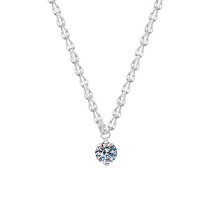 1ct D Color Moissanite Women Pendant Necklace Girl 925 Sterling Silver Chain GRA - Picture 1 of 15