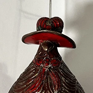 Vintage Cloisonné Emaille Rebhuhn Vogel Ornament roter Hut 4" - Bild 1 von 12