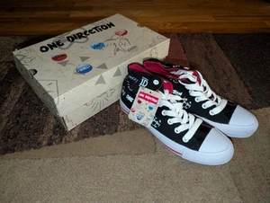 One Direction Autograph Design schwarze HIGH-TOP-SNEAKER 1D Damengröße 7 - Bild 1 von 16