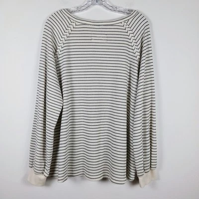 Grace Karma 1X Pullover Top Mangas Largas Negro Blanco Texturizado Rayas Foto 1 de 4