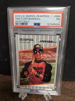 DEADPOOL 2019 Upper Deck Marvel Sport Ball #4 1989 Fleer Billy Ripken PSA 7 - Image 1 of 2