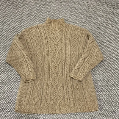 Suéter De Colección Años 90 The Limited Fisherman M Beige Tejido con Cable Cuello Simulado Abuela Hygge Foto 1 de 4
