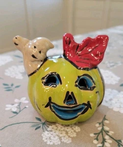 VTG Talavera Pottery Pumpkin Jack O Lantern Halloween Ghost Mexican Cute - Picture 1 of 6