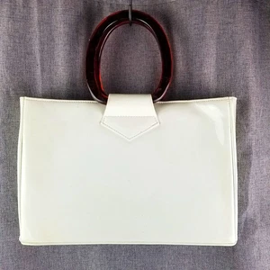 Vintage JR Florida USA weiß Lack Handtasche Lucite Griffe Made in USA 1960er Mod - Bild 1 von 19