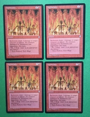 Magic the Gathering MTG Ice Age INCINERATE X 4  LP/EX C 1995! - Image 1 of 2