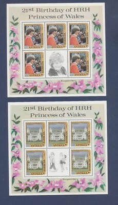 ANTIGUA - Scott 797, 799, 803 y 806 - 4 MNH S/S - Princesa Diana - 1984 2PIX --b Foto 1 de 2