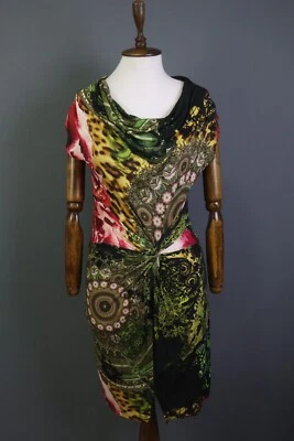 Desigual Viscose Floral Short Sleeve Bodycon Summer A-Line Dress Size M - Image 1 of 4
