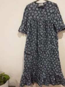 Kaye Jones House Coat Vintage Womens 12 Brunch Coat Sleepwear Blue Floral - Foto 1 di 11