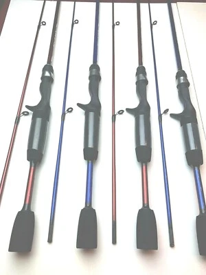 Zebco Rod Special. 4 Rods 5’ UL Casting 2 pc 2-RED / 2-BLUE - Image 1 of 4