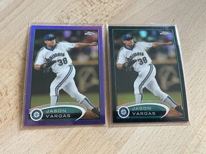 JASON VARGAS Lot of (2) 2012 Topps Chrome BLACK Refractor /100 & Purple SP #218