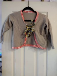 Jelly the Pug girls cardigan sweater w/ bows size 7 brown orange floral - Picture 1 of 10