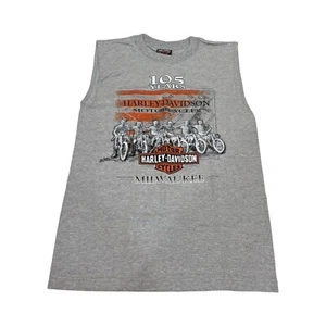 Harley Davidson Herren Rundhals Muskel Tee Größe S 105. Jahr Milwaukee Grau Neu mit Etikett - Bild 1 von 11