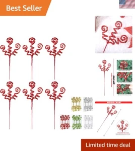 Elegant 6PC Red Christmas Decoration Picks – Perfect for Wreaths & Trees - Picture 1 of 7
