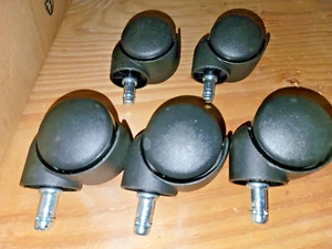 OFFICE CHAIR/CART REPLACEMENT WHEELS, CASTORS, 2-INCH, SNAP-ON, NEW IN 5-PACK - Picture 1 of 11