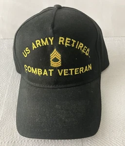 Ejército de Estados Unidos Retirado Combate Veterano Gorra Sombrero Negro Correa Ajustable - Imagen 1 de 5