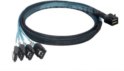High Quality miniSAS HD SFF8643 to (4) SATA Breakout Forward Cable 1M =LSI00411 - Image 1 of 2
