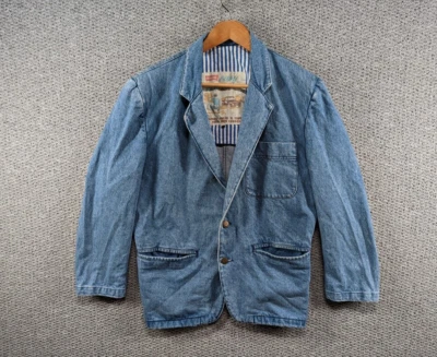 CARRERA Vintage 90's Blue Denim Jeans Button Blazer Jacket Made in Italy Size S - Image 1 of 4