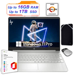 HP Laptop Notebook 15.6 AMD Athlon Upto 3.2GHz, 16GB RAM 1TB SSD Office 2024 Pro - Picture 1 of 9