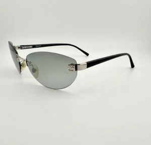 CHANEL Authentic Rimless Sunglasses Silver Black Etched Lenses Frame Needs Tight - Picture 1 of 15