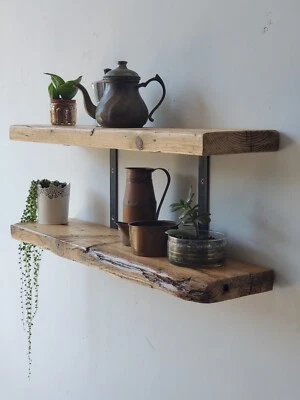 Coppia di Mensole in Legno Massello di Recupero  - Lunghezza Personalizzabile - Image 1 of 4