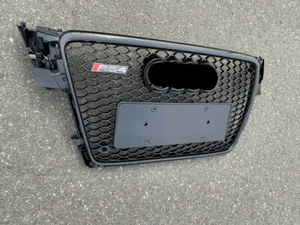 Para Audi A4 B8 2009-12 RS4 estilo parrilla del radiador parrilla de panal parrilla delantera completa negra - Imagen 1 de 6