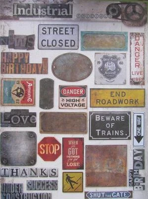 STUDIO LIGHT A4 Sheet of Card Toppers Vintage Industrial Old Signs Compliment other Toppers