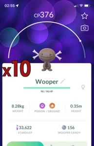 10x Paldean Wooper Pokemon Bundle !! Good Chance of Lucky and Good IVs !! Go - Picture 1 of 1