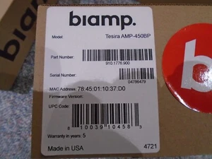 Biamp Tesira AMP-450BP 4 Channel PoE Desono C-IC6 Ceiling Speakers Amplifier NEW - Picture 1 of 4