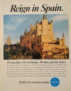 1967 Stampa annuncio Pan America Airline, The Alcazar di Segovia. Viaggi Europa - Foto 1 di 1