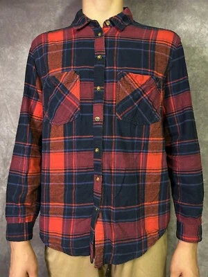 BDG Button Up Women's Size Medium Red Blue Long Sleeve Flannel Button Down  - Image 1 of 4