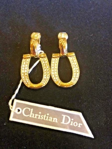 Pendientes de cristal de herradura vintage Christian Dior - Imagen 1 de 2