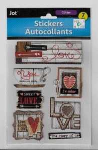 LOVE (Version 2) STICKER SHEET SET 7 pc Pop-Ups HEARTS coffee BE MINE The Rev's - Picture 1 of 22