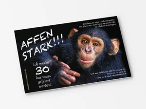 Einladungskarten Geburtstag Geburtstags-Einladung Schimpanse 30 40 50 60 70 - Bild 1 von 4