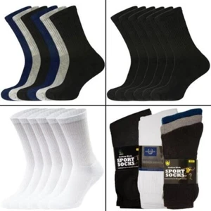 Mens Sports Socks 6 Pairs Cotton Rich Cushioned Everyday Crew socks UK Size 6-11 - Picture 1 of 16