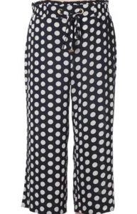 Michael Kors Cropped Pants Polkadot Wide Leg Drawstring Waist Sheer Size Large L - Picture 1 of 10