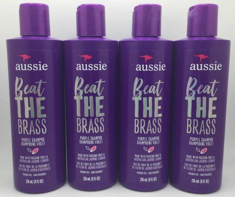 Aussie Beat The Brass Paraben-Free Purple Shampoo for Colored Hair, 8 Oz (4PK) - Image 1 of 3