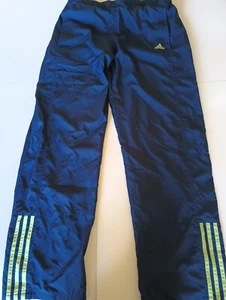 Adidas Mens Medium Blue Green Stripes Workout Pants Mesh Lined Pockets - Picture 1 of 11