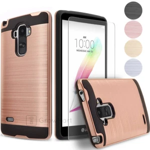 Shockproof Brushed Armor Slim Hard Case Cover + Tempered Glass Screen Protector - Picture 1 of 9