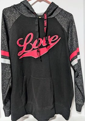 Sudadera con Capucha Bobbie Brooks Talla Grande Love Graphic Negra y Rosa Talla 1X Foto 1 de 4