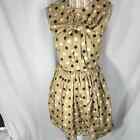Whit By Whitney Pozgay Silk Gold Polka Dot Sleeveless Dress Size 0 / Us Xsmall