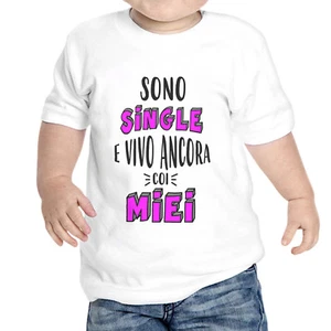 Camiseta Bebé Sono Single Y Vivo Con I Mi - Picture 1 of 1