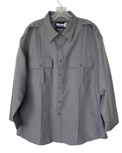Blauer Mens Uniform Super Shirt Gray Button Zip Front Size 17.5 - Picture 1 of 7
