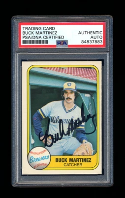 BUCK MARTINEZ SIGNED 1981 FLEER CARD PSA/DNA AUTOGRAPHED MILWAUKEE BREWERS - Image 1 of 2
