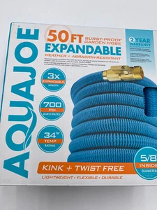 Aqua Joe Kink-Free 50-Foot Expandable Garden Hoses W/ Heavy-Duty Brass Valve - Picture 1 of 2