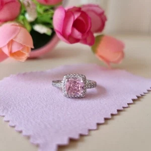 Anello zircone rosa argento 925 NUOVO - Foto 1 di 7