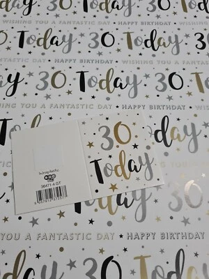 Gift Wrap 2 Sheets 30th Happy Birthday & 1 Gift Tag 50x70cm