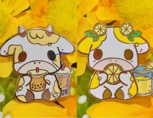 Cute Lemon & Honey Kawaii Fruit Cow Animal Enamel Cartoon Metal Pin - Picture 1 of 3
